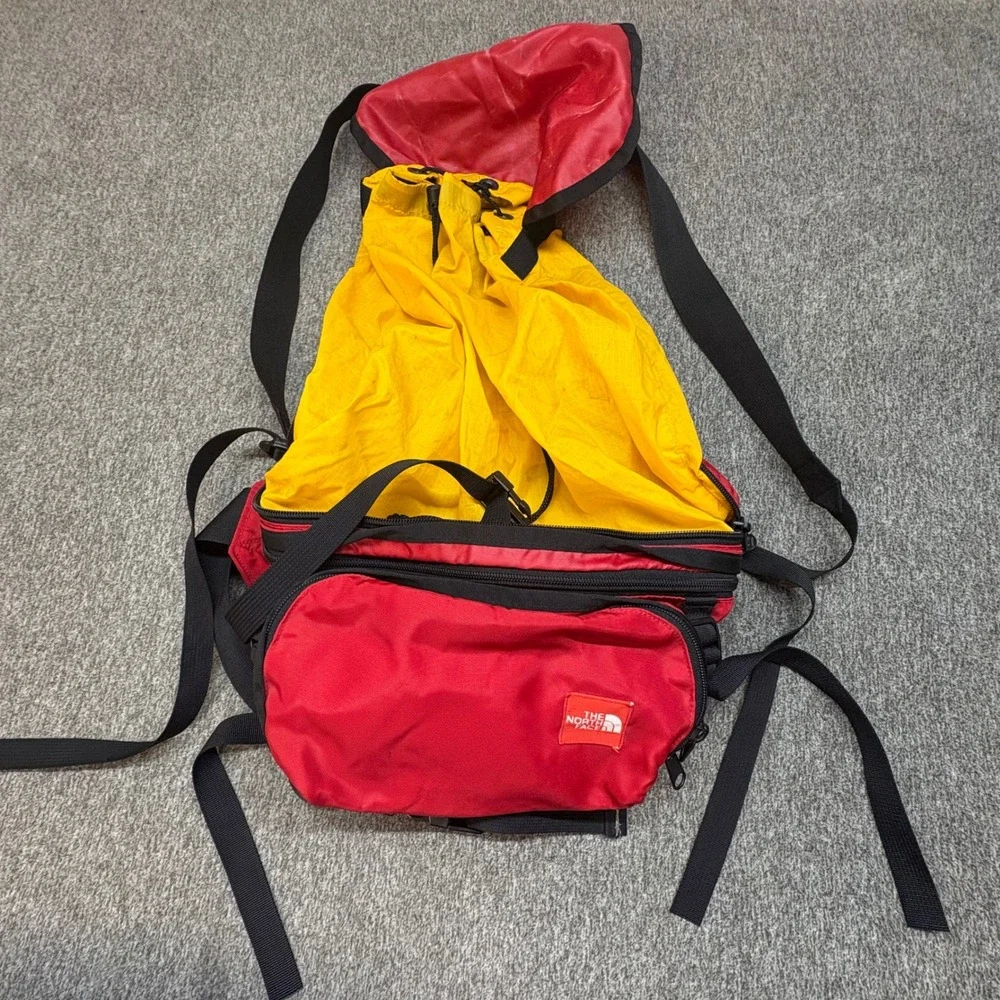Vintage The North Face Convertible Fanny Pack Backpack Red Yellow Nylon‎ Korea
